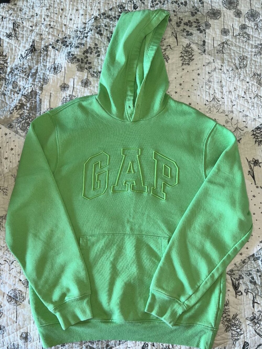 GAP Neon Mint Green Vintage Soft Gap Men's Logo Fleece Hoodie
